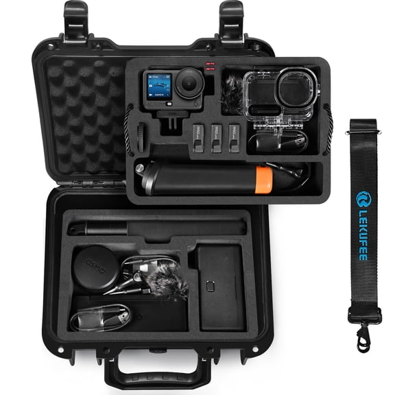 Lekufee Portable Waterproof Hard Case for DJI Osmo Action 6/5 Pro/4/3 Action Camera,Standard Combo,Adventure Combo,More Accessories(Case Only)