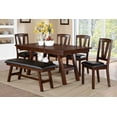 thumbnail image 2 of Modern Dark Walnut Solid Wood Frame Dining Bench with Faux Leather Seat, 2 of 2