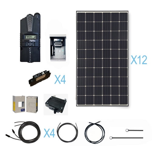 Renogy 3600 Watt 48 Volt Monocrystalline Solar Cabin Kit With 12 Pcs 300w Mono Solar Panel Mppt Charge Controller Tray Cable Accessories Walmart Com