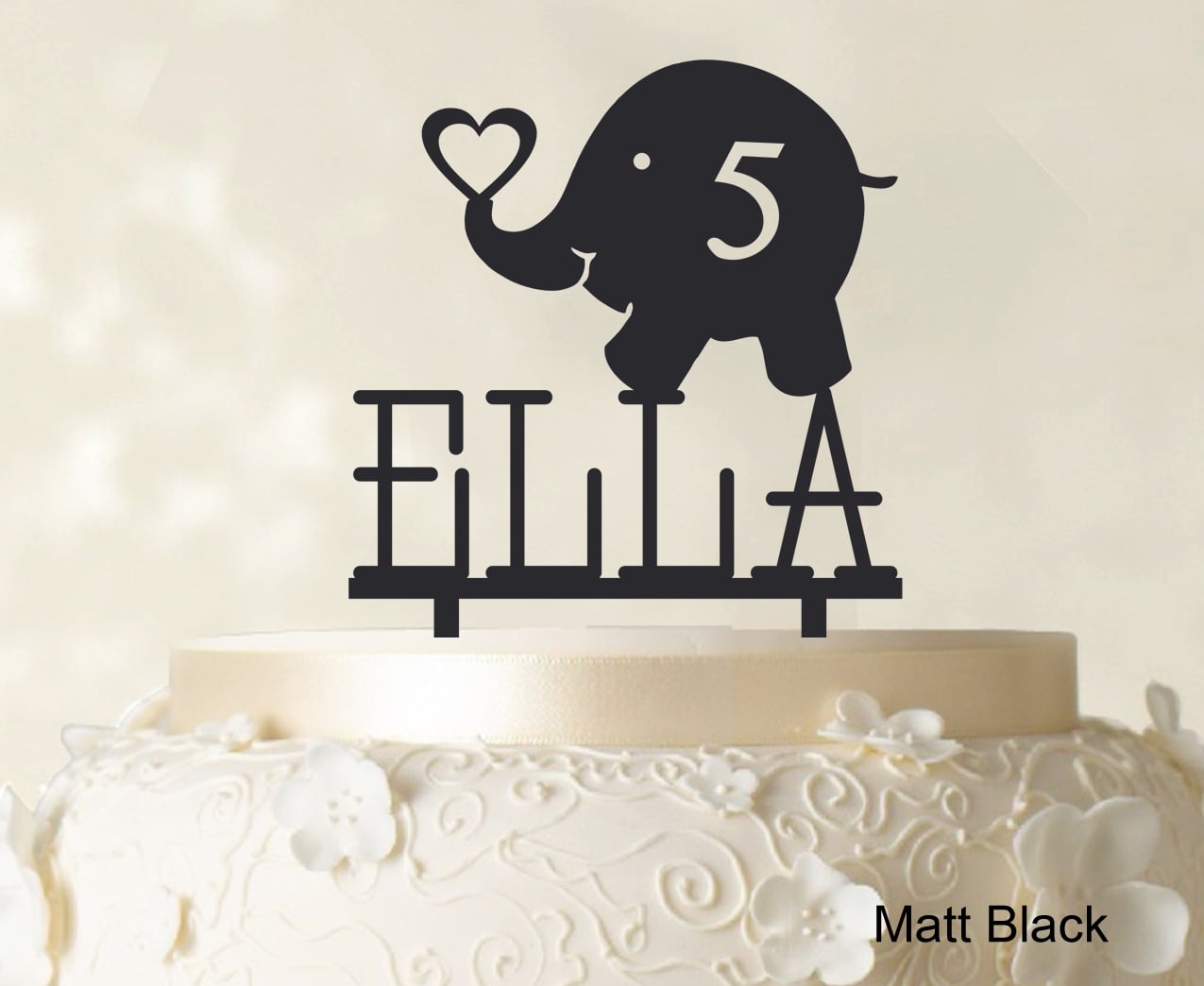 “Custom Birthday Cake Topper Personalized Matt Black Cake Topper Color