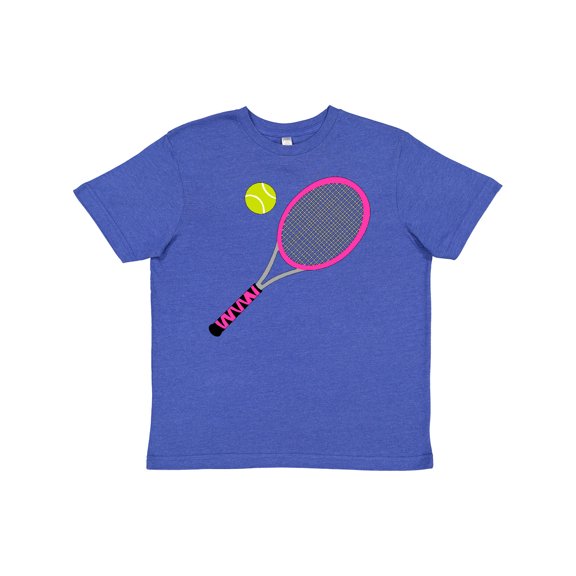 Inktastic Pink Tennis Racket and Ball Youth T-Shirt