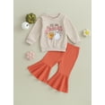 thumbnail image 2 of GXFC Little Girls Halloween Outfits Clothes 6M 1T 2T 3T 4T 5T Kids Girls Long Sleeve Cartoon Print Sweatshirt+Flare Pants 2Pcs Halloween-themed Clothing for Toddler Children Girls, 2 of 8