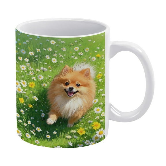 Cute Pomeranian Dog Design Coffee Mug - 11 OZ Tea Cup - Gift for Dog Moms and Pomeranian Enthusiasts