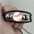 thumbnail image 2 of Woeilo Black Adjustable Baseball Leather Wrap Bracelet, Handmade Sports Gift, 2 of 5