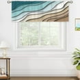 thumbnail image 3 of Teal Aqua Blue Ocean Valances Kitchen Curtains Wave Turquoise Geometric Window Drapes Abstract Beach Bedroom Bathroom Living Room Treatment Tier Fabric 1 Panel 52Wx18H Inch, 3 of 6