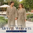 thumbnail image 3 of Dan River Bathrobe for Men and Women One Size Lightweight Cotton Terry Cloth Robe - Tan, 3 of 10