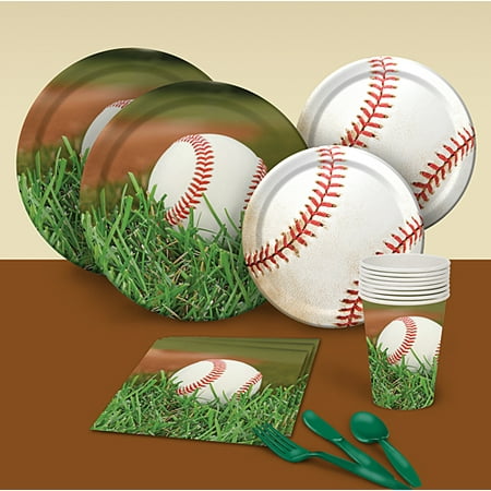 Shindigz Baseball Party Pack White/Pink/Gold Party Supply Sets, 65 Pieces