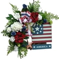 thumbnail image 1 of Biekopu Independence Day Door Hanger Wreath, Ribbon Flowers Leaves Stars Shape Decor Hanging Wall Garland Ornament, 1 of 8