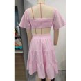 thumbnail image 1 of Vestido de mujer con mangas cortas acampanadas, dobladillo con volantes, cintura cruzada, espalda calada, vestido de verano fruncido, 1 of 3
