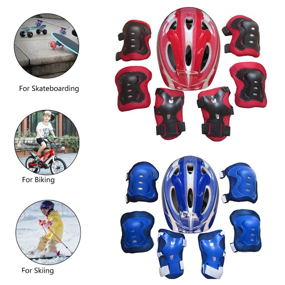 7Pcs/Set Boys Girls Kids Safety Helmet & Knee & Elbow Pad for Cycling Skate Bike 