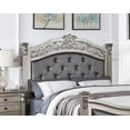 thumbnail image 3 of Cal King Size Bed Antique Formal Look Fabric Tufted HB FB Bed 1pc Set Grey Finish Posts Bed bedroom Furniture, 3 of 4