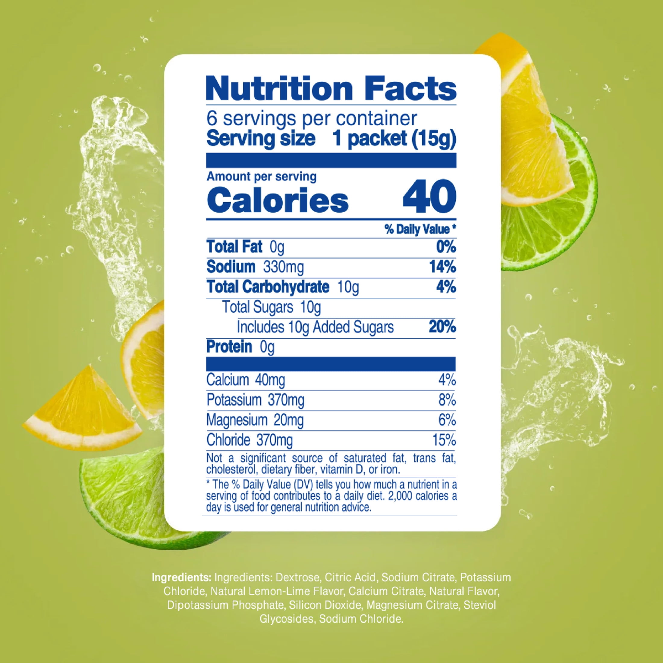 Electrolit Powder Drink Mix, Lemon-Lime, 1 Box of 6 Packets