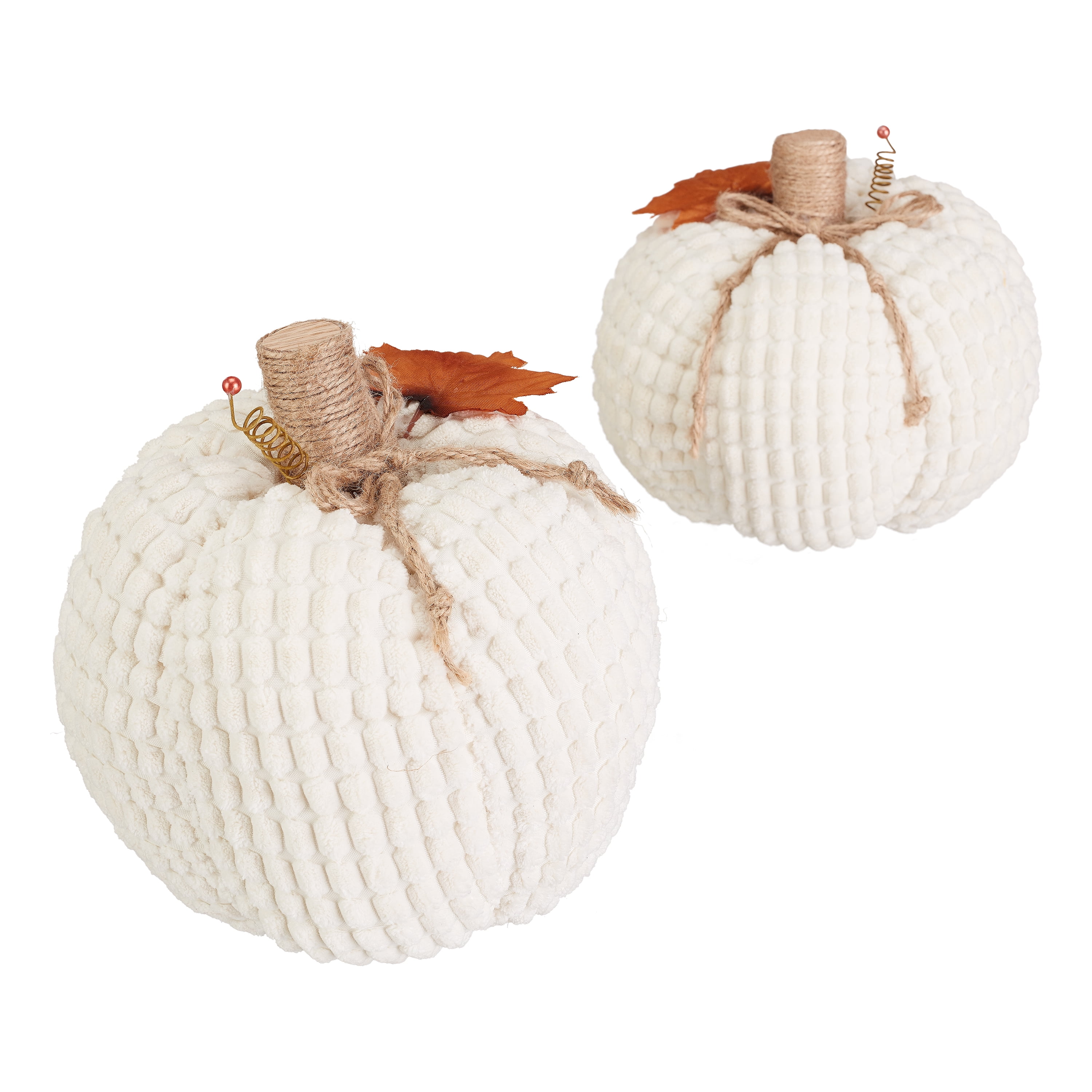 Tokogingseng Leaves White Mini Ceramic Pumpkin Decorations