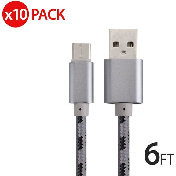10x 6FT USB Type C Cable Fast Charging Cable USB-C Type-C 3.1 Data Sync Charger Cable Cord For Samsung Galaxy S9 S9 Galaxy S8 S8 Plus Nexus 5X 6P OnePlus 2 3 LG G5 G6 V20 HTC M10 Google Pixel XL