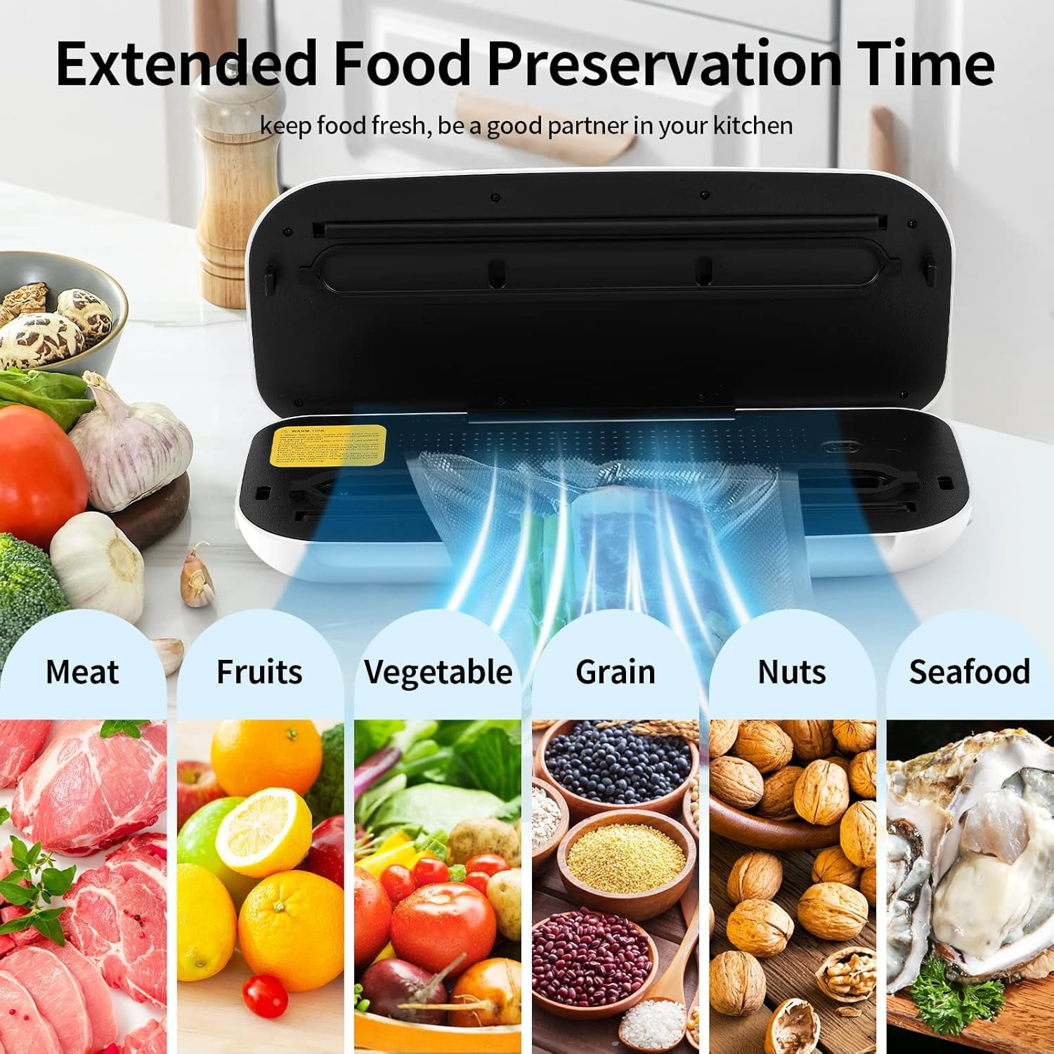Dry/Moist Vacuum Sealer Machine, Air Vacuum Sealers for Sous Vide and Food Storage, Air Sealer Machine with 10 Vacuum Seal Bags