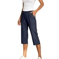 thumbnail image 4 of TinyBloomm Capri Jeans For Stretch Casual Elastic Waist Wide Straight Leg Plus Size Pull On Denim Capris Loose Summer Pants plus Size Stretch Pants Women Cargo Pants with Pockets, 4 of 5