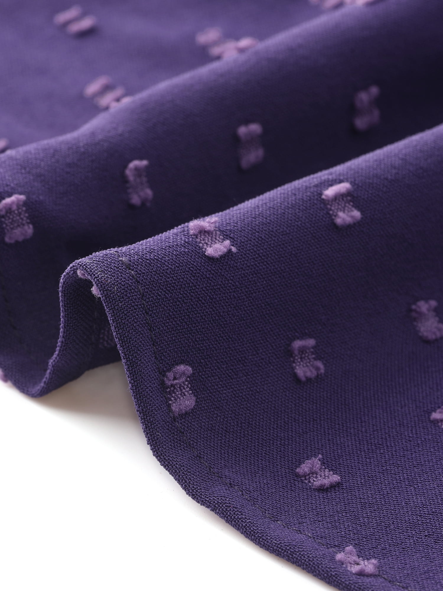 DARING DIVA Women's Plus Swiss Dots Notched Neck Short Sleeve Blouse 1X Dark Blue Purple