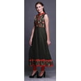thumbnail image 3 of Bimba Black Ikat Printed Women Designer Mandarin Collar Anarkali Dress Indian Ethnic Kurta X-Small, 3 of 6
