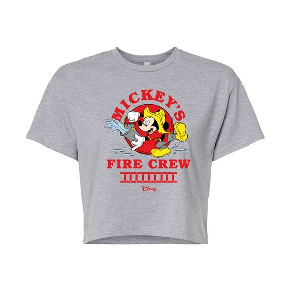 Disney - Firefighter Mickey - Fire Crew - Juniors Cropped Cotton Blend T-Shirt