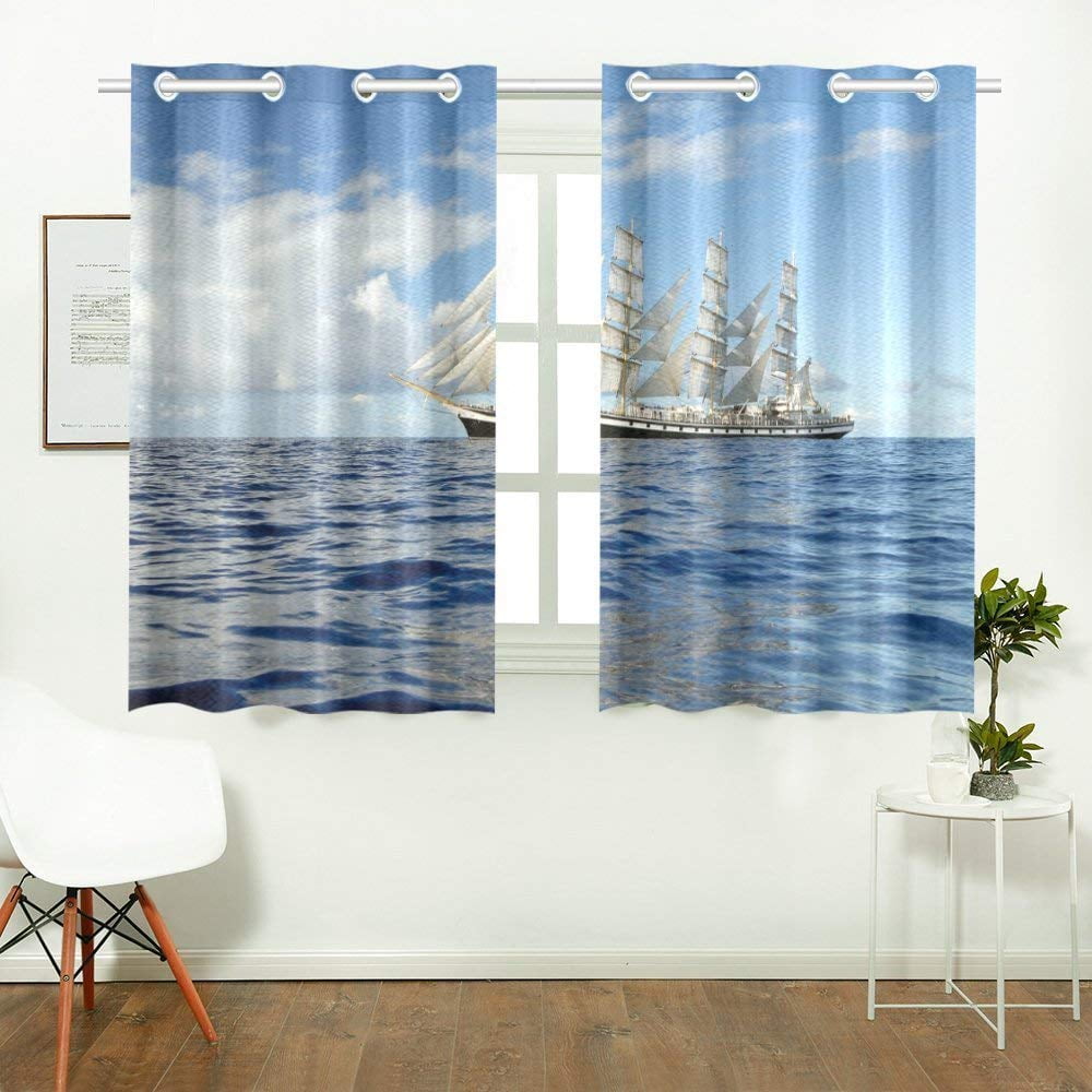 CADecor Sailboat Print Sail Boat Art Window Treatment Panel Curtains