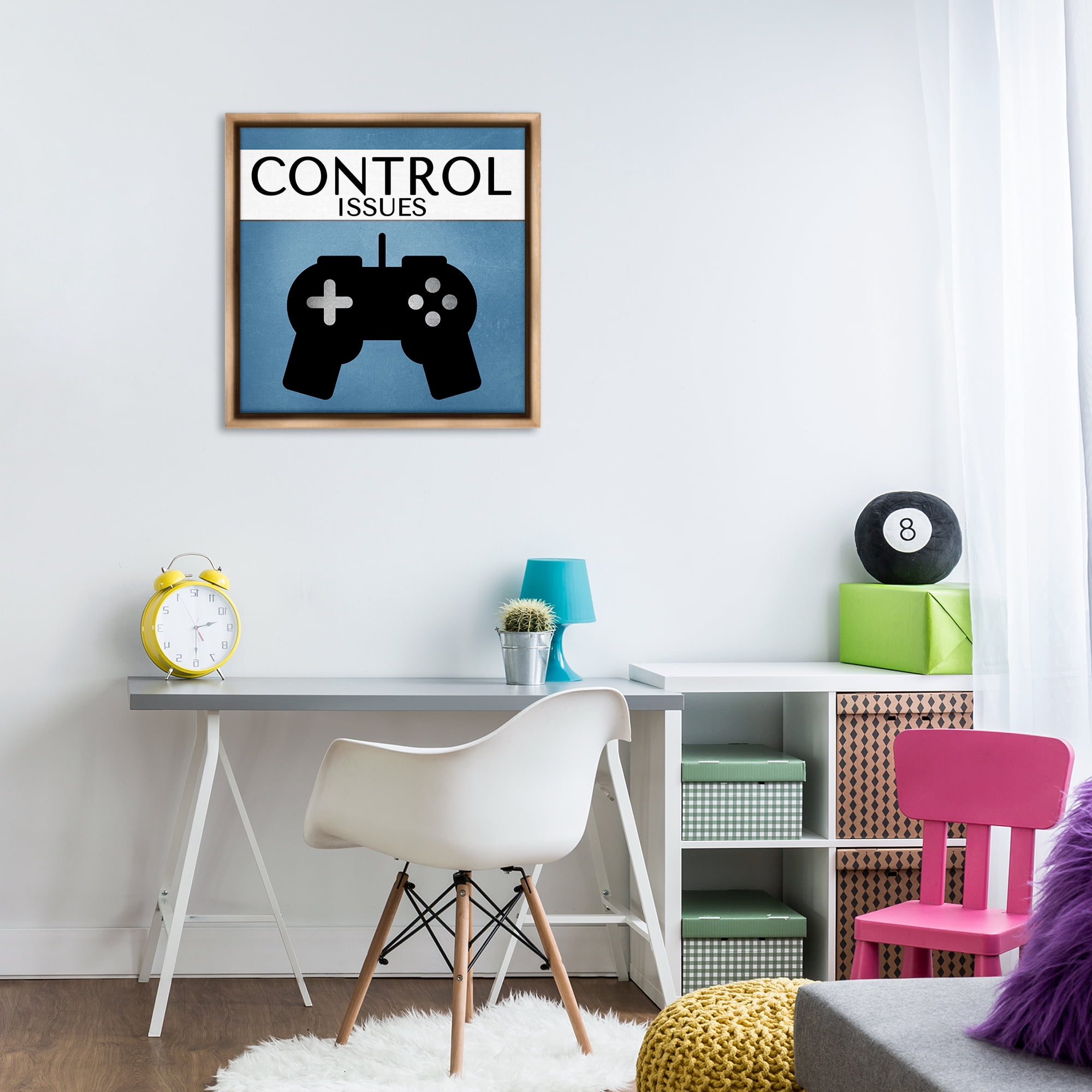 Stupell Industries Control Issues Gamer Entertainment Painting Brown Floater Framed Canvas Art Print Wall Art, 25 x 25