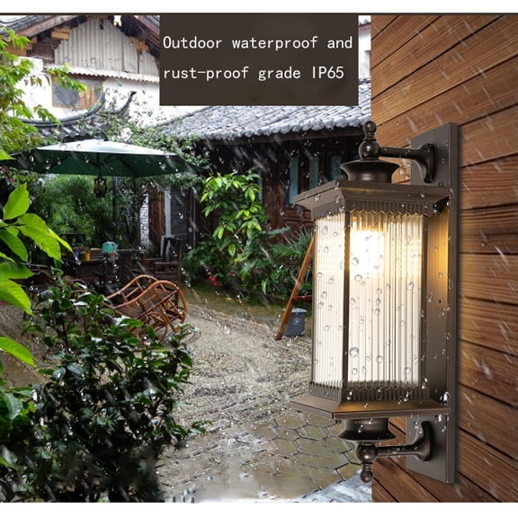 Shzicmy Outdoor Sconce Wall Lanterns Large Exterior Porch Light with Seeded Glass Shade