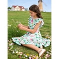 thumbnail image 5 of Aideaone Girls Dresses Ruffle Sleeveless A-Line Cute Church Dress Flutter Hem Butterfly Sundress with Belt 7-13 Years, 5 of 7
