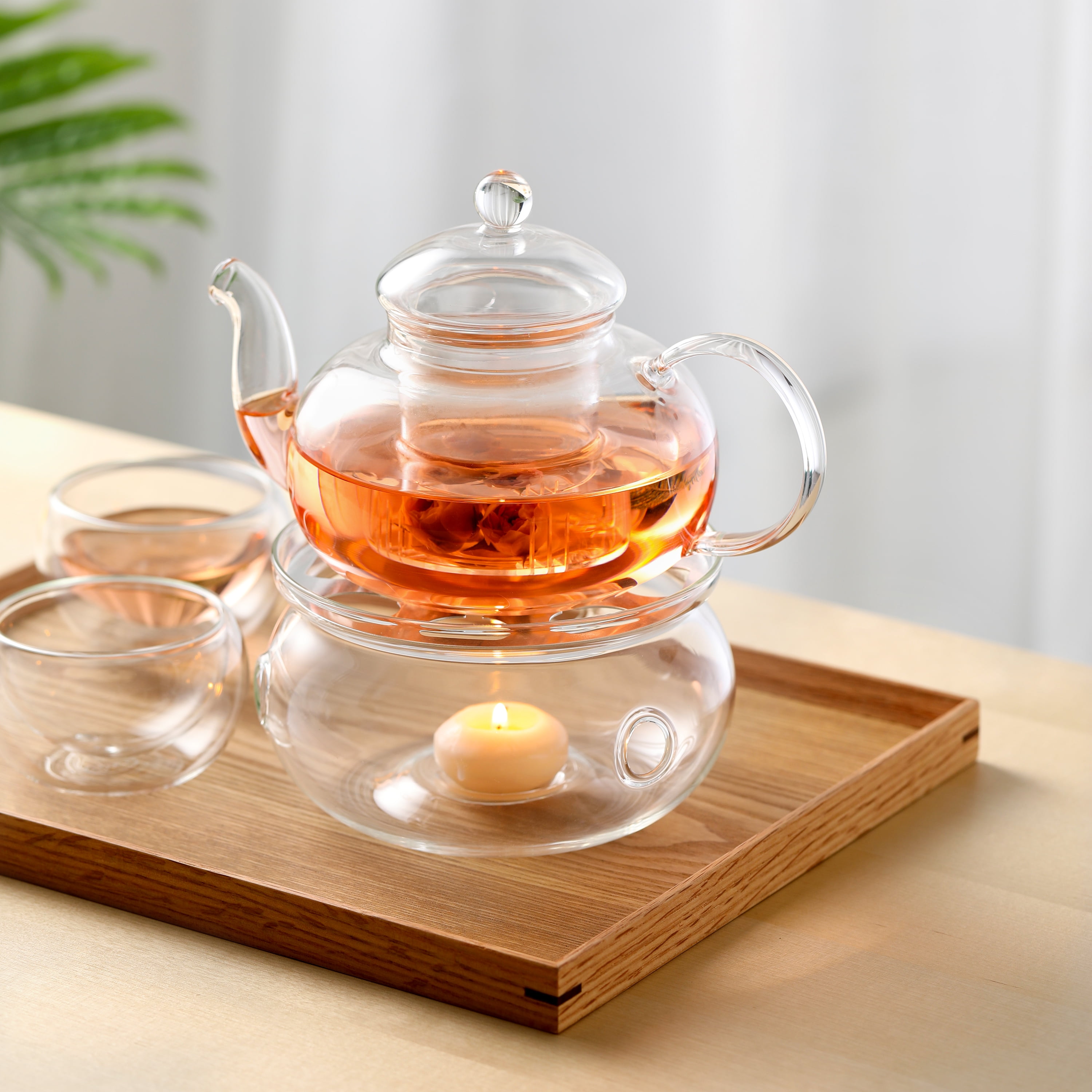 Glass Teapot With Infuser, Teapot Stovetop Safe, Clear Teapot With Wooden  Handle, Blooming And Loose Leaf Tea Maker For Camping, Traveling, Perfect  For Christmas, Family Dinner,, Teacups Available - Temu