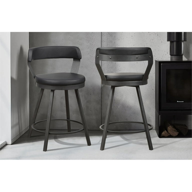Lexicon Appert Metal Swivel Counter Height Stool in Silver Black