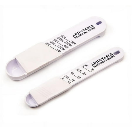 

Ekuci Adjustable Measuring ABS Plastic Spoons Set - Food Scale Scoop for Sugar and Spices - White