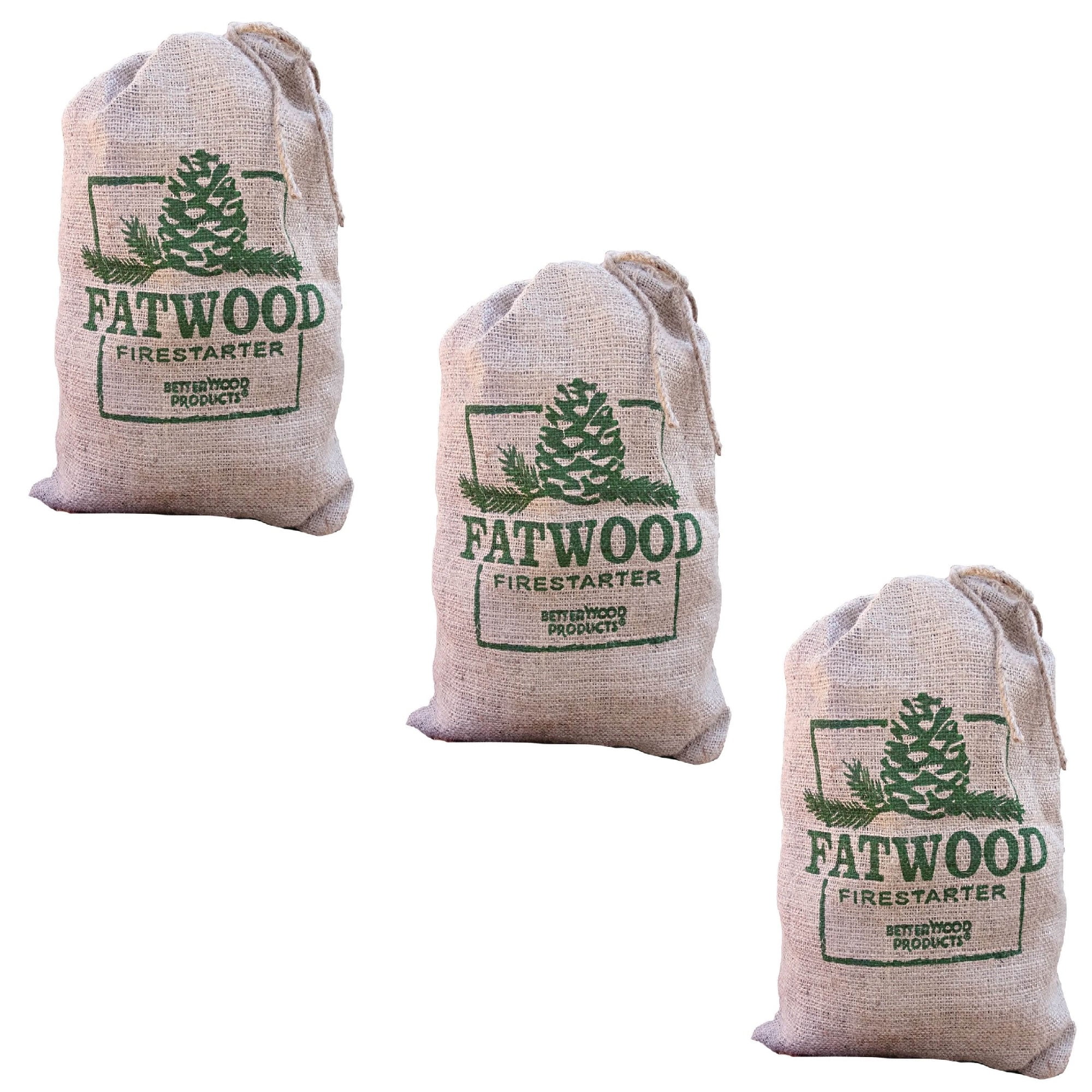 Betterwood Products Fatwood Firestarter 10 Pound Burlap Bag 