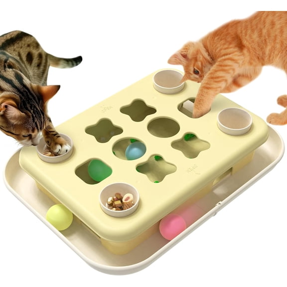 KADTC 3 Ways to Play - Large Size Cat Treat Puzzle Toy U.S. Brand & Design Track Balls & Peek-and-Play Box for Indoor Cats Puzzles Slow Feeder Kitten Enrichment Toys Interactive Brain-Teasing Game