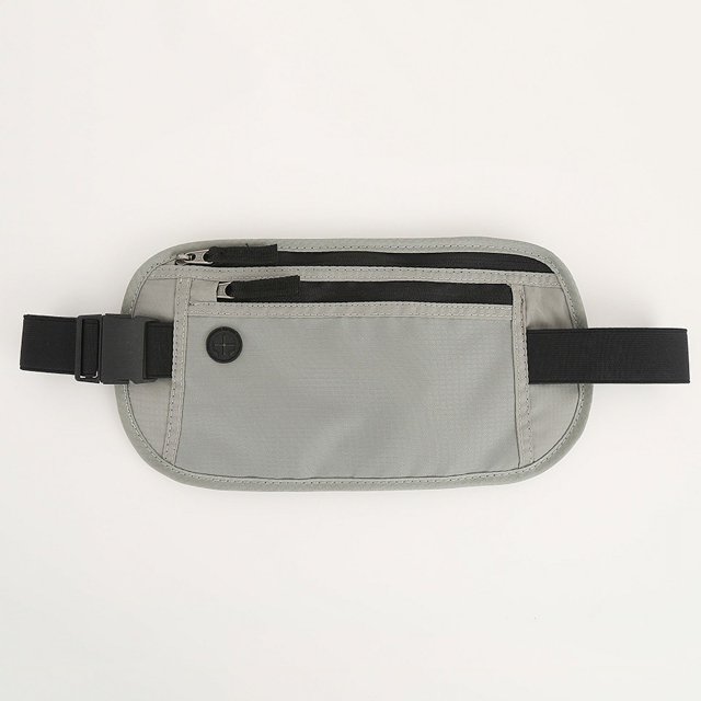 Riñonera Plana Profesional Gris, 28 Cm - Con Protección RFID - Cartera De Viaje Para Mujer Y Hombre - Bolsa De Senderismo - Para Llaves Del Coche, Tarjetas De Crédito