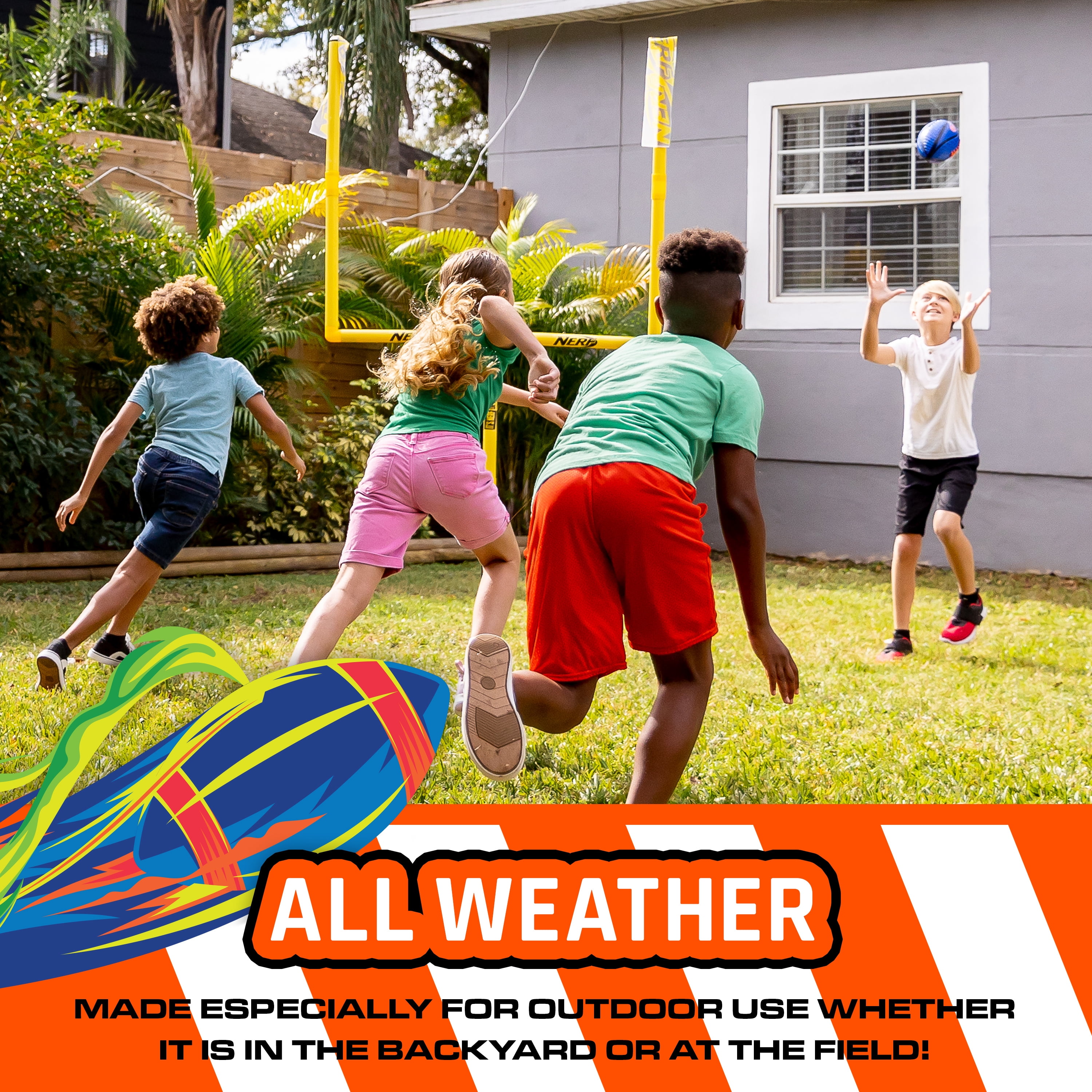 Nerf Punt and Pass Football Goal Post Set - Complete All In One Set - Included Removeable Knockout Targets