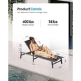 thumbnail image 3 of 2-Pack Foldable Aluminum Patio Chaise Lounge, 5-Position Pool Chair, Gray, 3 of 8