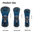 thumbnail image 6 of Uorisanigo Golf Club Headcover for Fairway Woods Driver Hybrids, Premium PU Leather 3-Pack Blue Ethnic Skull Golf Club Headcovers Set with Abrasion-Resistant Soft Lined Interior, 6 of 7