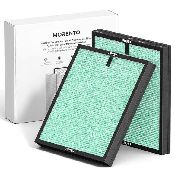 MORENTO Genuine Air Purifier Replacement Filter, True HEPA Filter Compatible with MR5866 for 99.97% Air Pollutants, Odor and Smoke, Pet Dander Versio