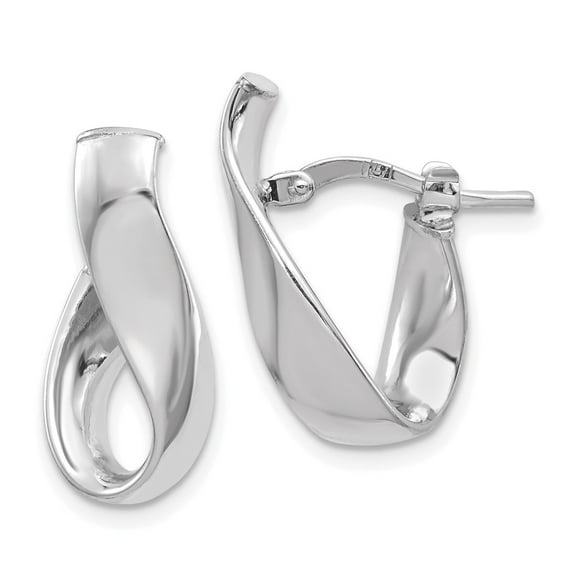 14K White Gold 5mm High Polished Omega Back Hoop Earrings