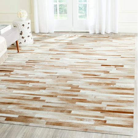 SAFAVIEH Studio Leather Loew Geometric Area Rug Tan/Ivory 8 x 10