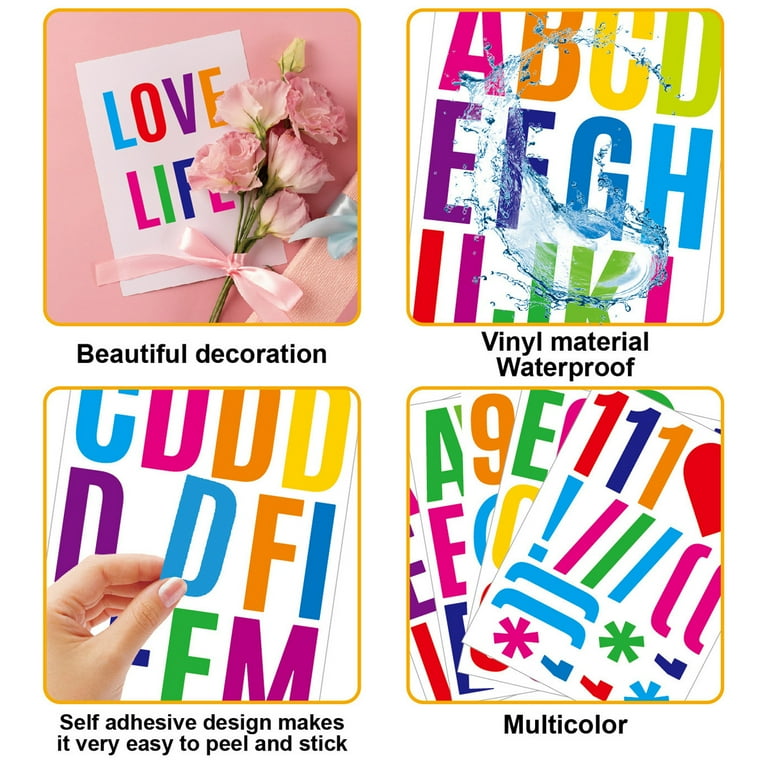 500-Piece Letter Stickers - 2 Inch Multicolor Vinyl Alphabet & Number Stickers | Waterproof For Bulletin Boards, Signs & Crafts
