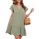 thumbnail image 5 of SAYOO Vestido de manga corta para mujer, vestido de ajuste holgado con dobladillo con volantes y cuello en V de color sólido, ropa informal simple y elegante de una pieza SAYOO  S M L XL XXL, 5 of 8