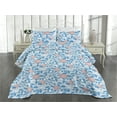 thumbnail image 2 of Ambesonne Leafy Artwork Quilted Coverlet 2 Pcs, Modern Floral Citrus, Twin Size, Azure Blue Salmon White, 2 of 4