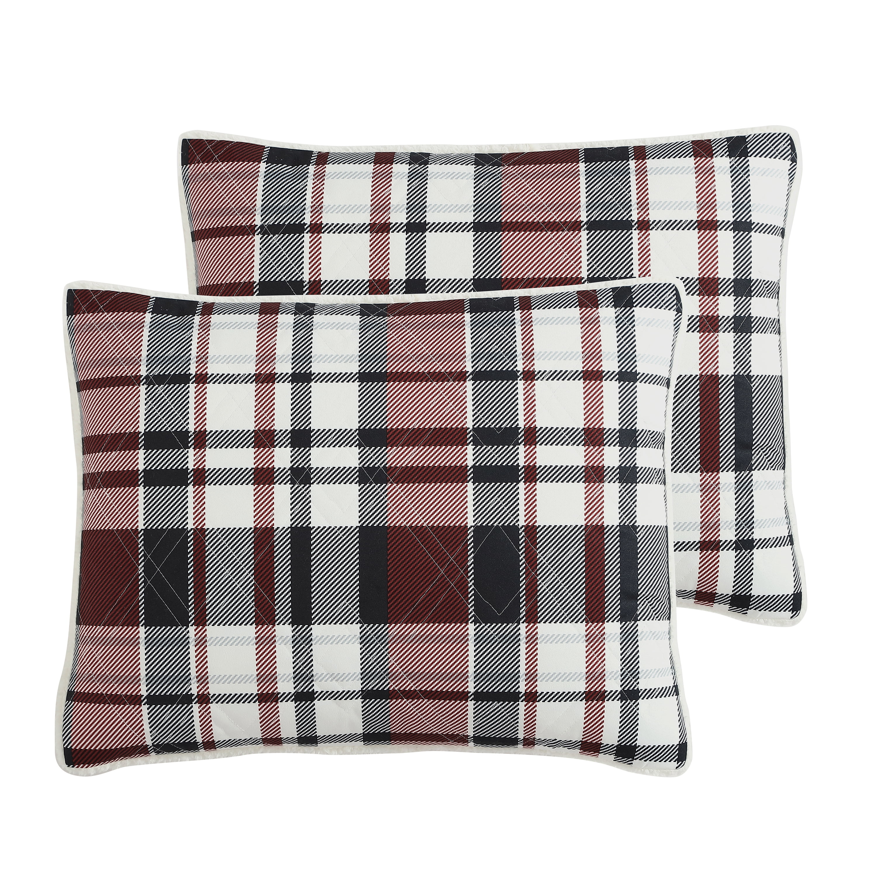Mainstays 3-Piece Reversible Adult Quilt Set, Red Plaid, King