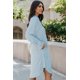 thumbnail image 2 of ABPHQTO Vestido midi camisero de rayas azul cielo con fajín de mujer, 2 of 5