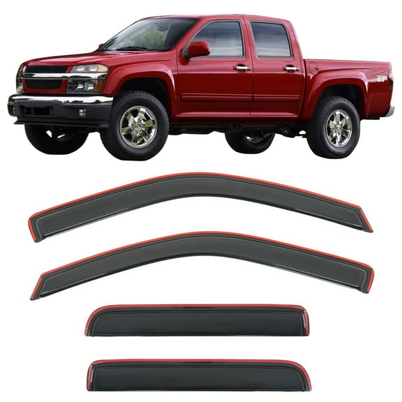 Ikon Motorsports In-Channel Window Visors for 2004-2012 Chevy Colorado& GMC Canyon Crew Cab Sun Rain Guard Acrylic Deflectors 4PCS