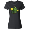 thumbnail image 3 of Inktastic St. Patrick's Day Plaid Green and Yellow Shamrocks Women's T-Shirt, 3 of 5