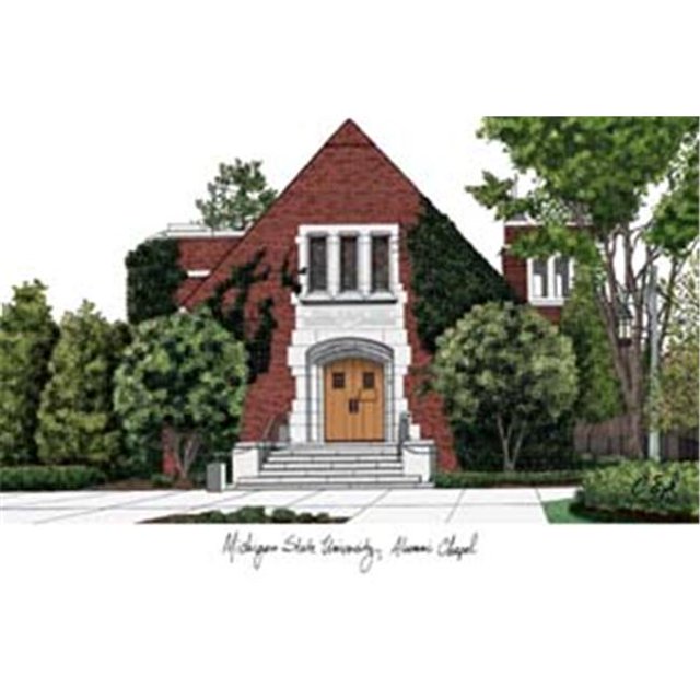Michigan State University Alumni Chapelle Campus Images Lithographie Imprimée