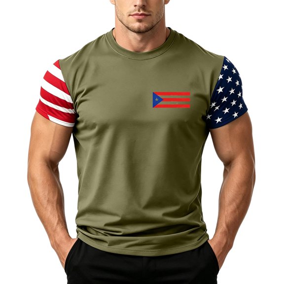 LWavelet USA 4th of July T-Shirt for Men American Flag Short Sleeve Patriotic Independence Day Tee Top