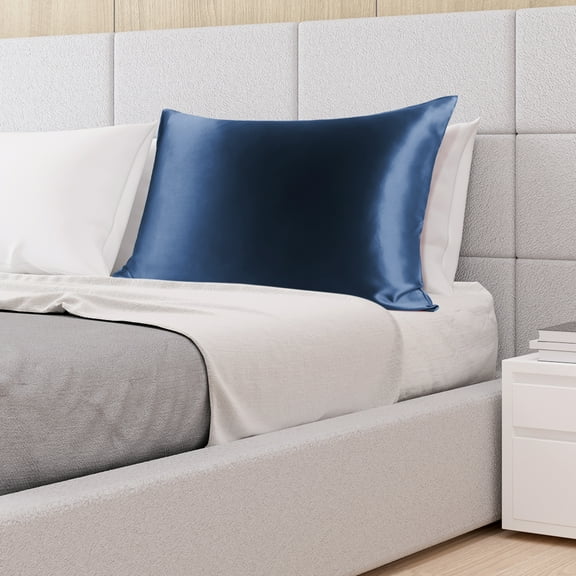 Unique Bargains 19 Momme Silk Pillowcase Envelope Closure Navy Standard