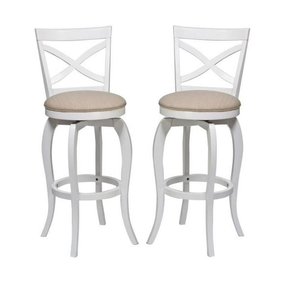 Home Square 25.25" Swivel Counter Stool in White - Set of 2
